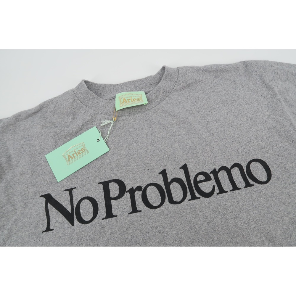 Aries No Problemo T-Shirt Mens Small Gray‎ Short Sleeve Cotton Tee FTAR60002